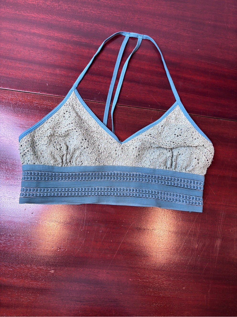 Floreat Anthropologie Small Green Lace Bralette Teal Strappy Longline Boho